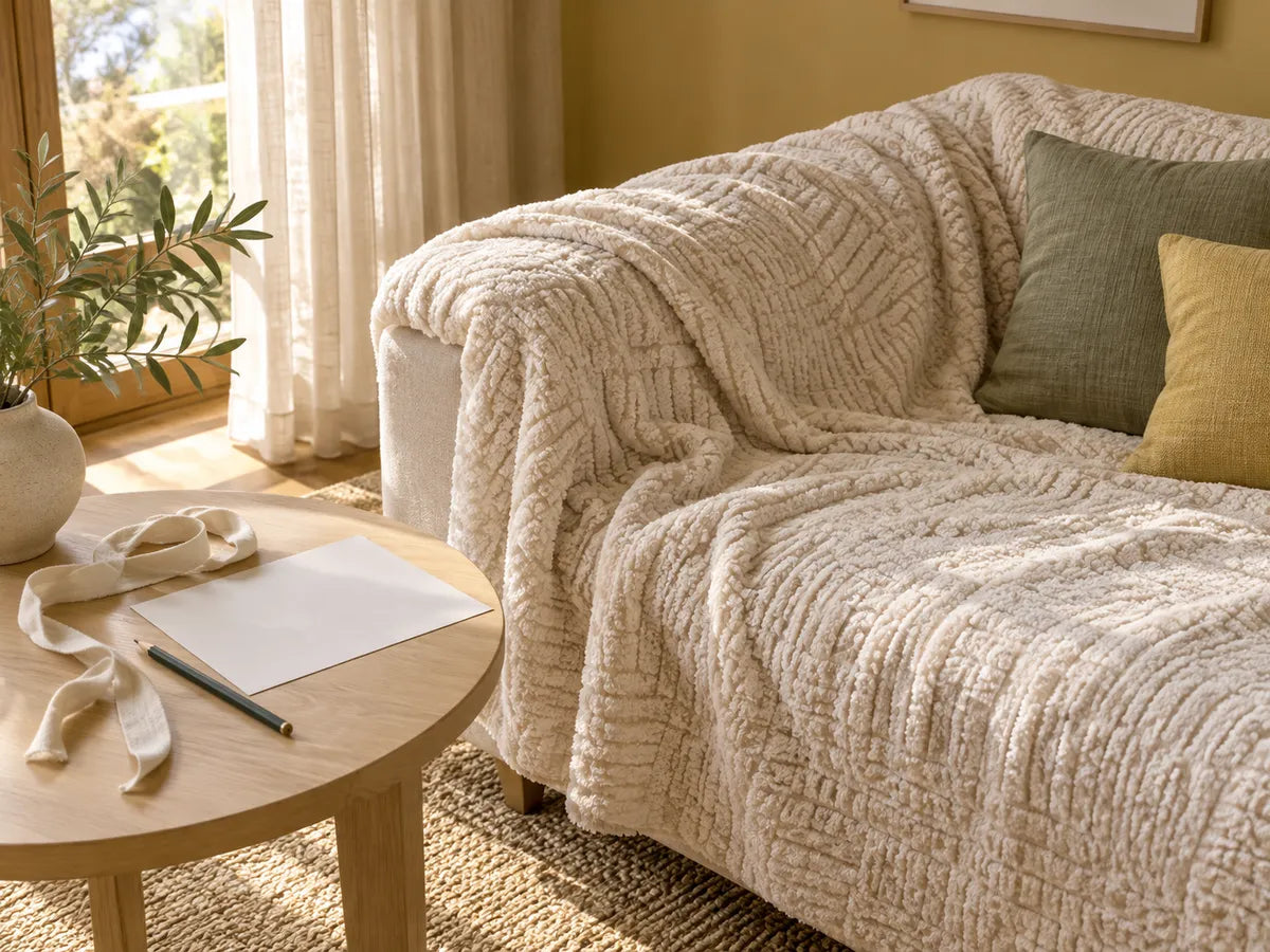 Plush Sofa Covers styling illustration: plan the finished coverage