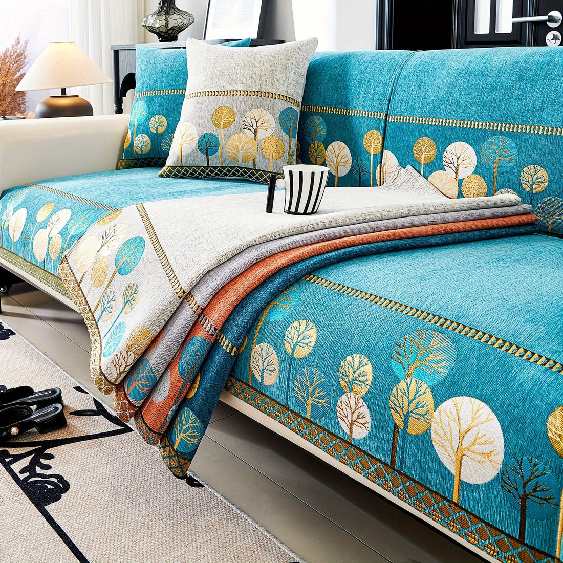 Sofa Decor Sienna Boho Plush Sofa Cover styled for sofa cover styling and colour guide in Australian homes