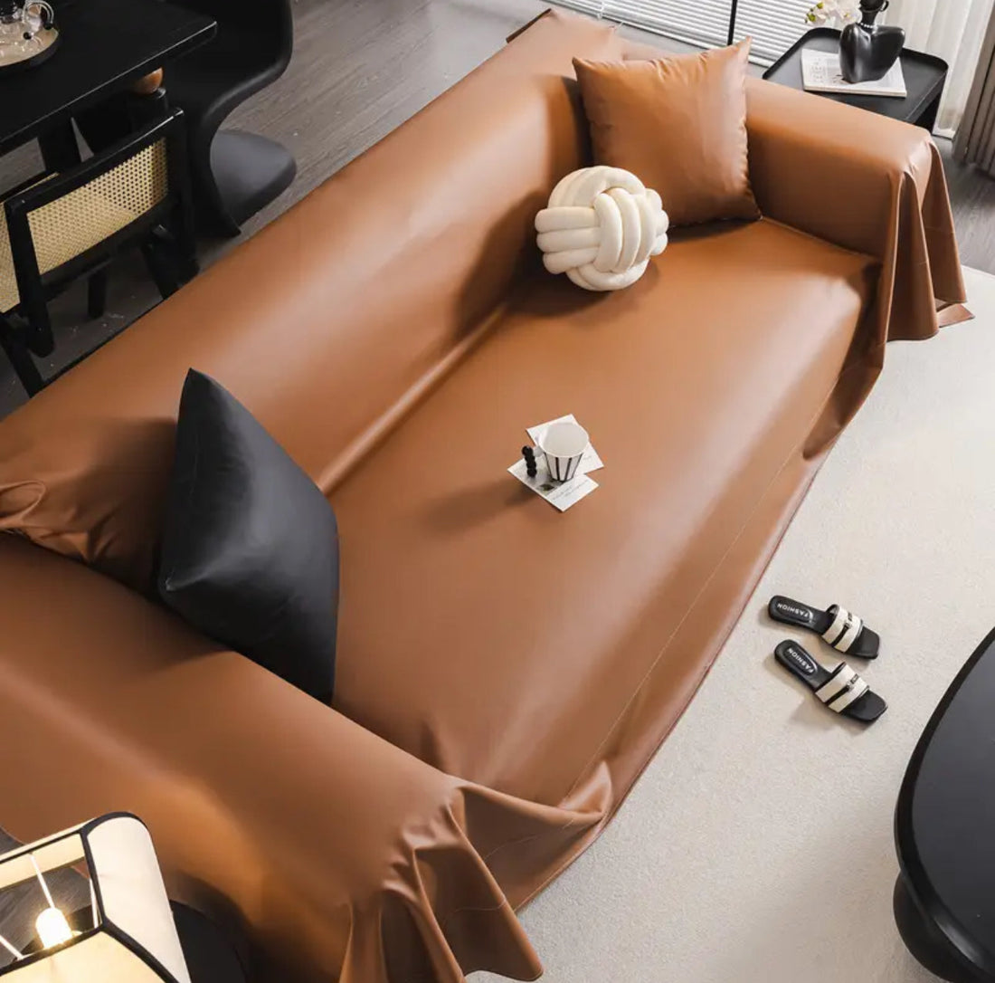 Sofa Decor Oslo Water Resistant Faux Leather Sofa Cover styled for water resistant sofa cover guide in Australian homes