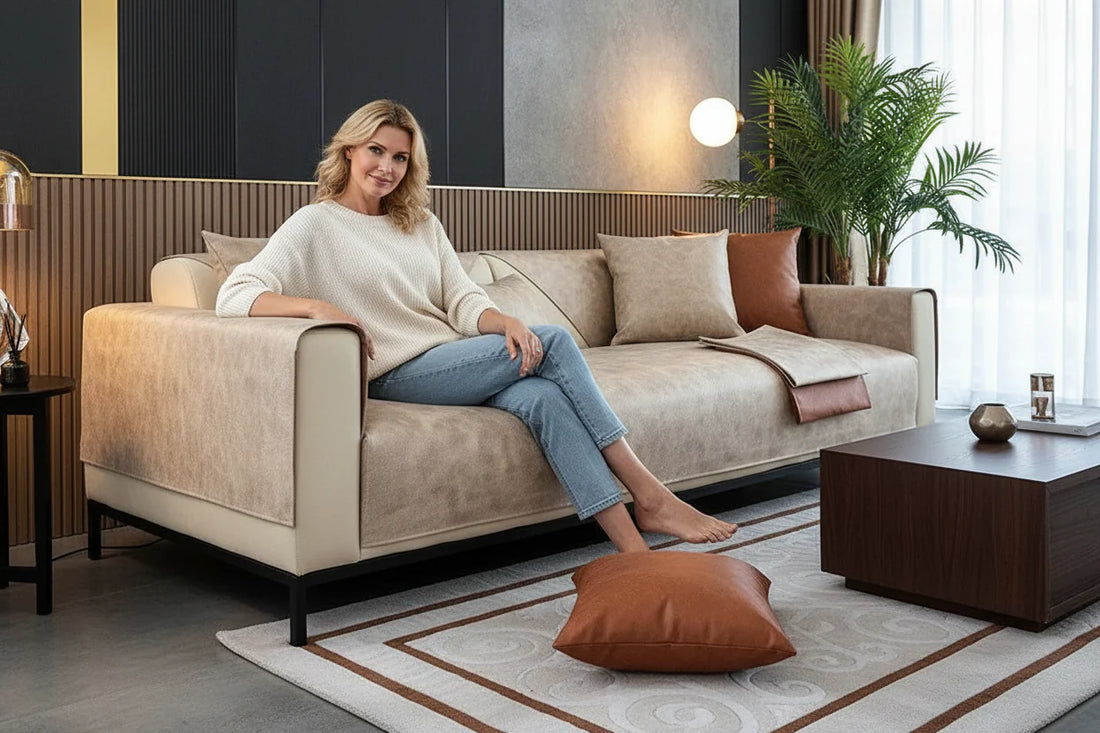 Sofa Decor Talia Tech Fabric Sofa Cover styled for pet friendly sofa cover guide in Australian homes