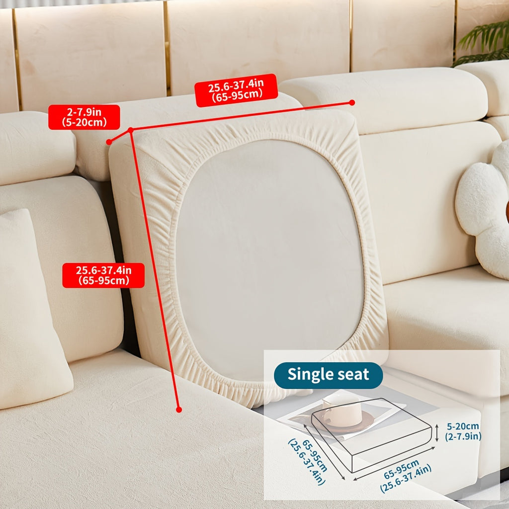Orana in the option labelled White, appearing cream: cushion cover shown from the underside with a Single seat measuring diagram