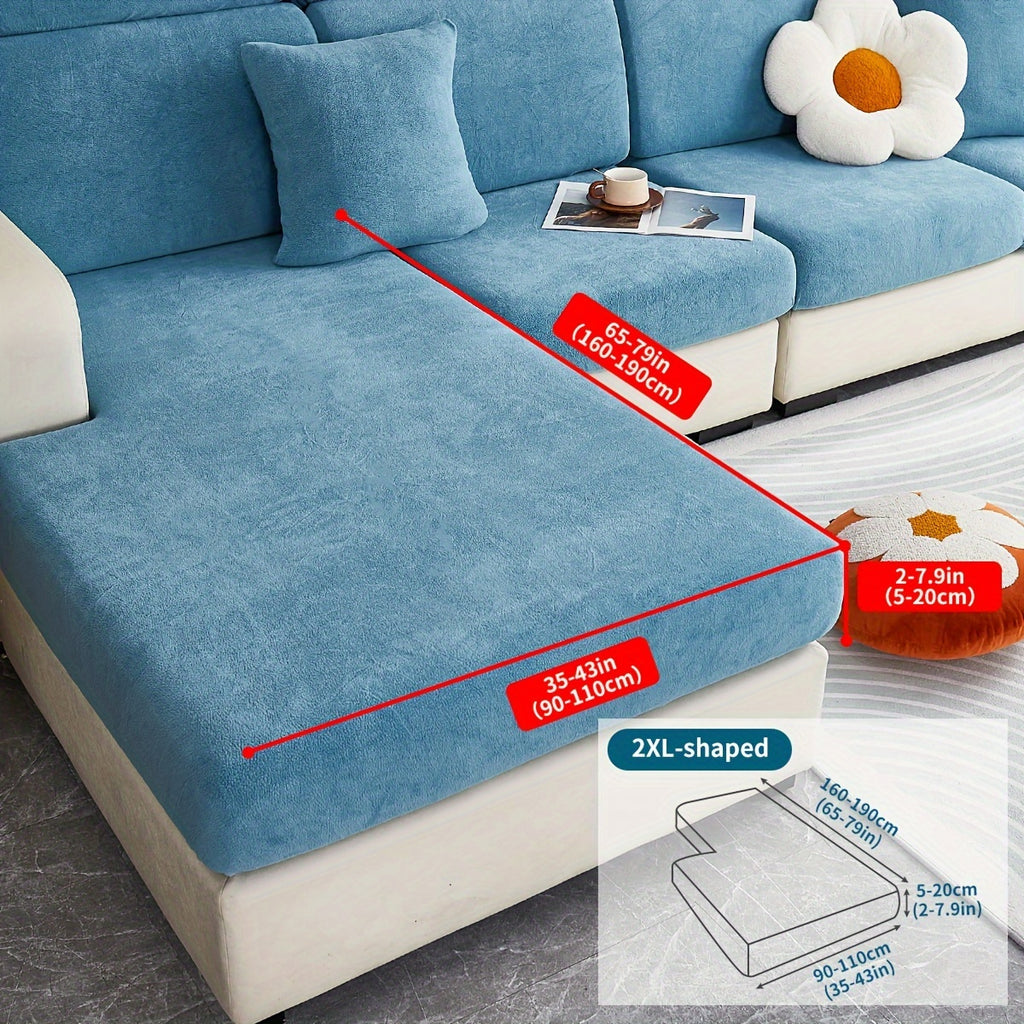 Orana in Blue: chaise cushion cover with a diagram labelled 2XL-shaped