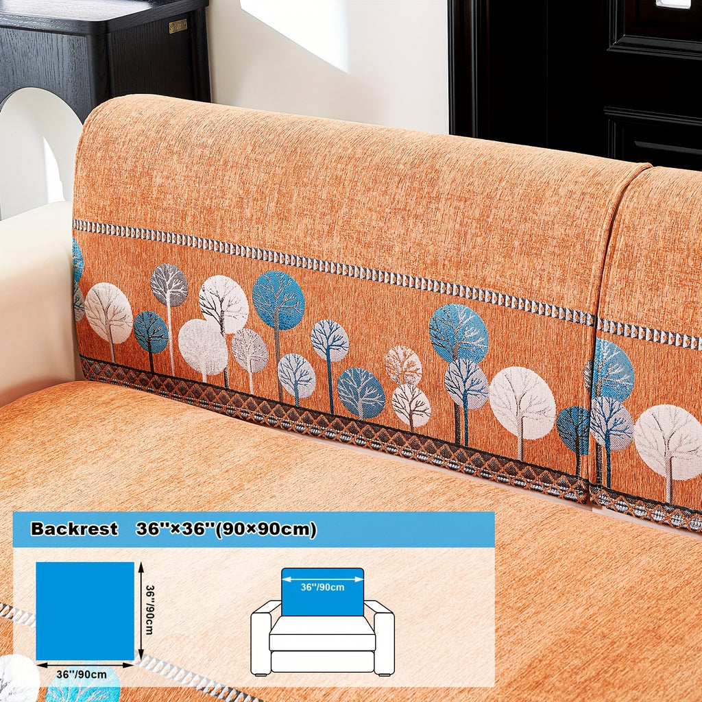 Sienna in Orange: backrest panel with a diagram labelled 90 × 90 cm