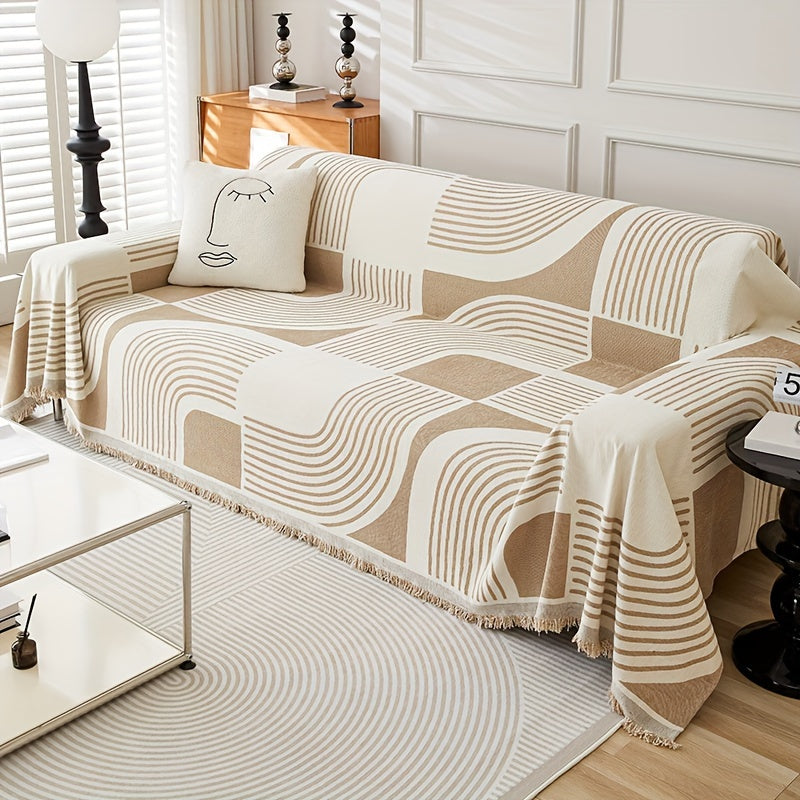 Bohemian style sofa protector with texture

