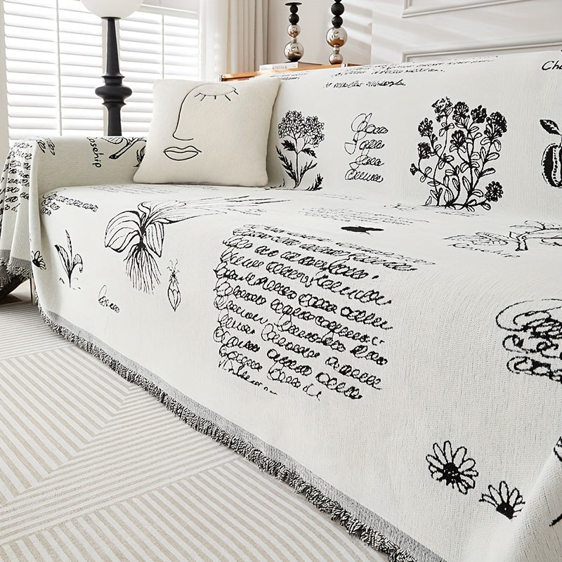 Boho chenille sofa cover for pet owners

