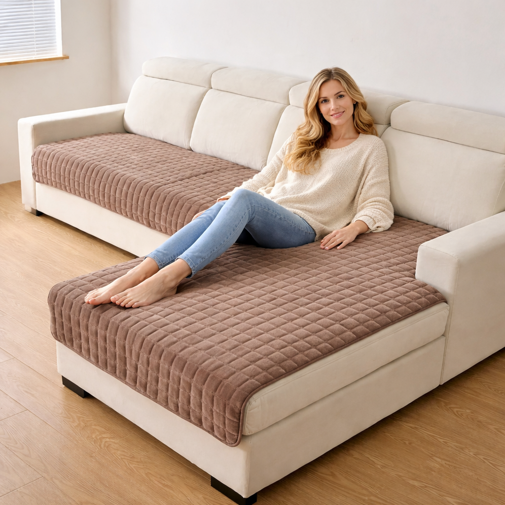 Plush Velvet Sofa Cushion Cover – Non-Slip Thickened Seat Protector for All Seasons