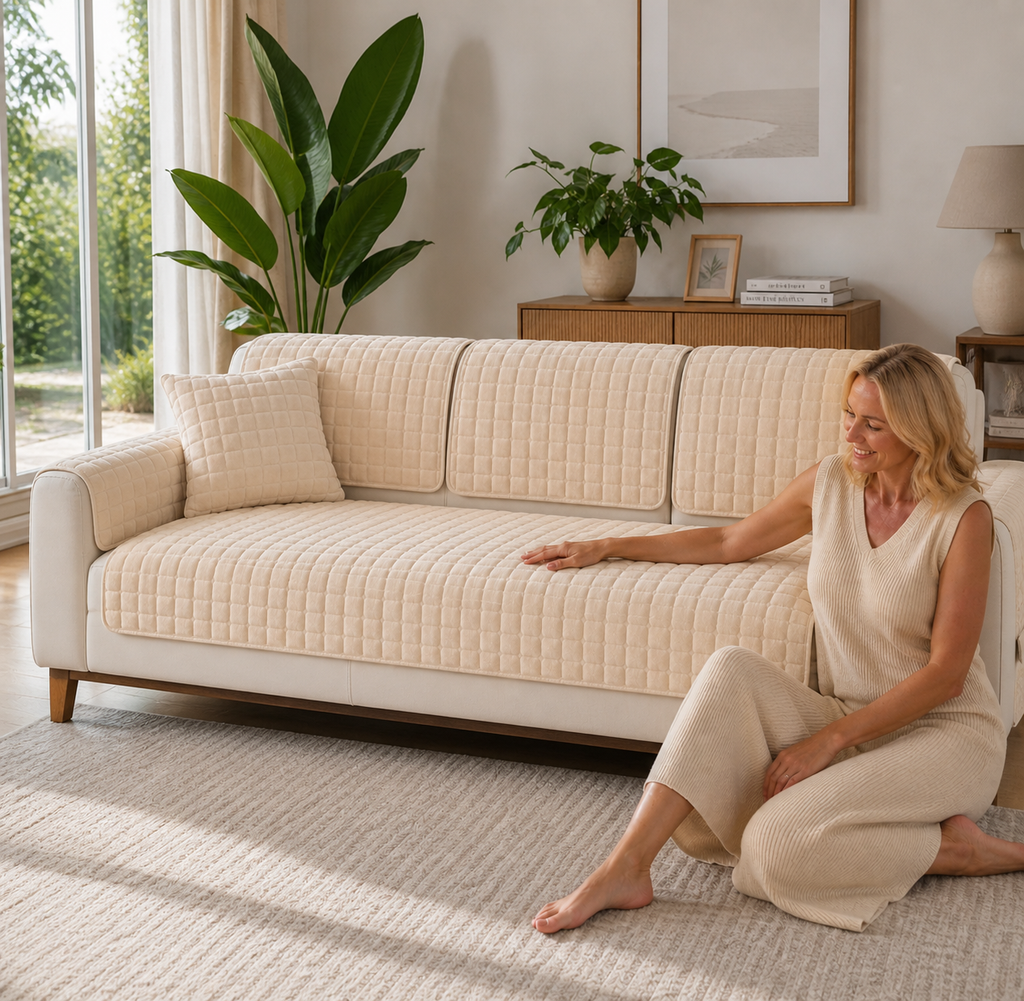Sofa Decor Raine Plush Flannel Cushion Cover featured product image for soft plush sofa cushion cover in Australia - Beige White / 90x180cm 1pcs