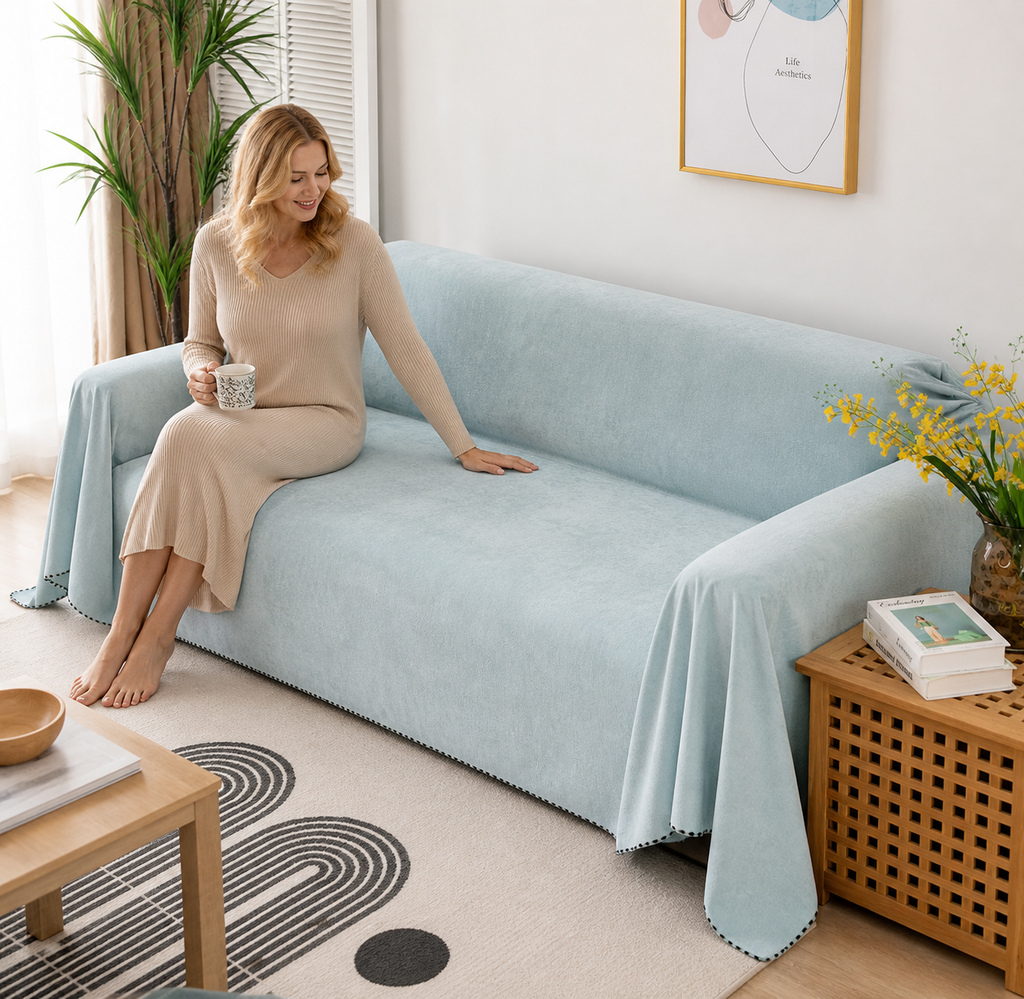 Waterproof Sofa Cover S015 – Non-Slip Solid Colour Sofa Blanket & Cushion Protector