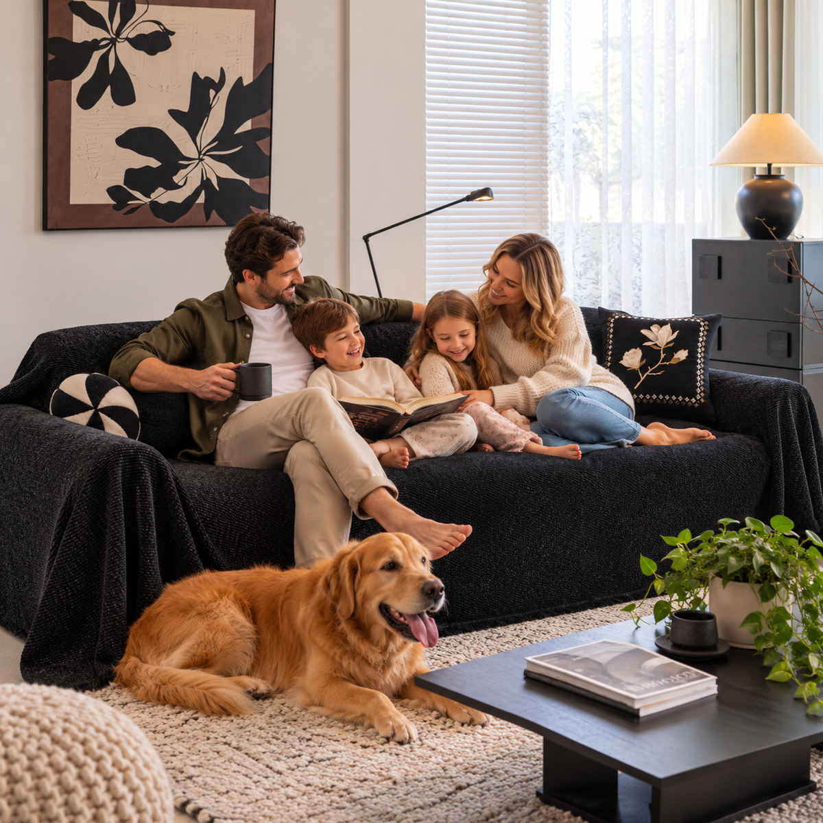 Sofa Decor Milano Ribbed Fringe Sofa Throw Cover