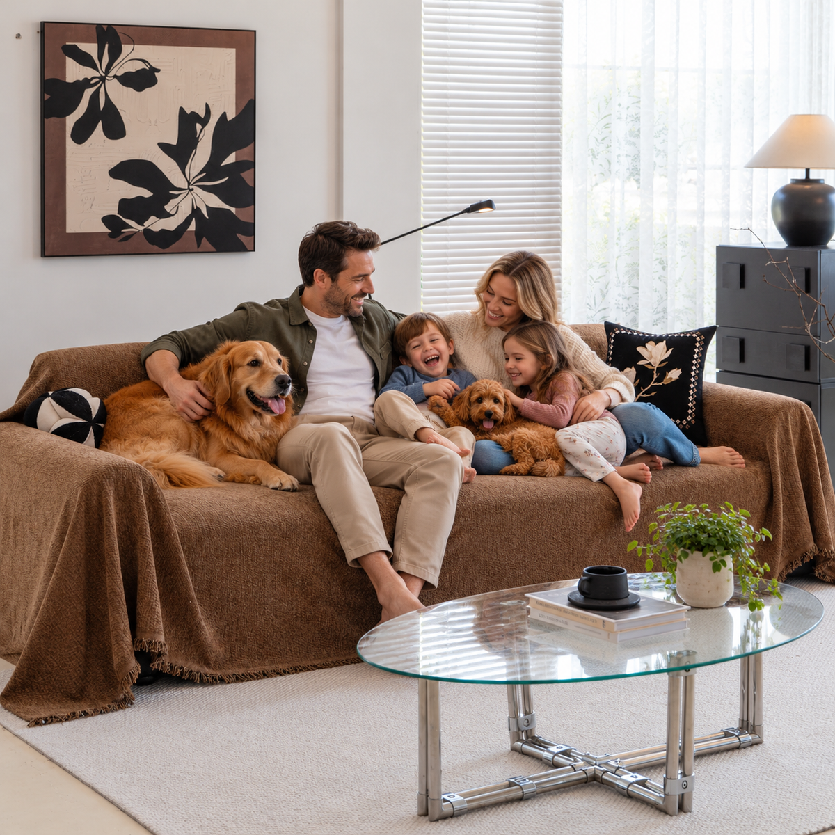 Sofa Decor Milano Ribbed Fringe Sofa Throw Cover