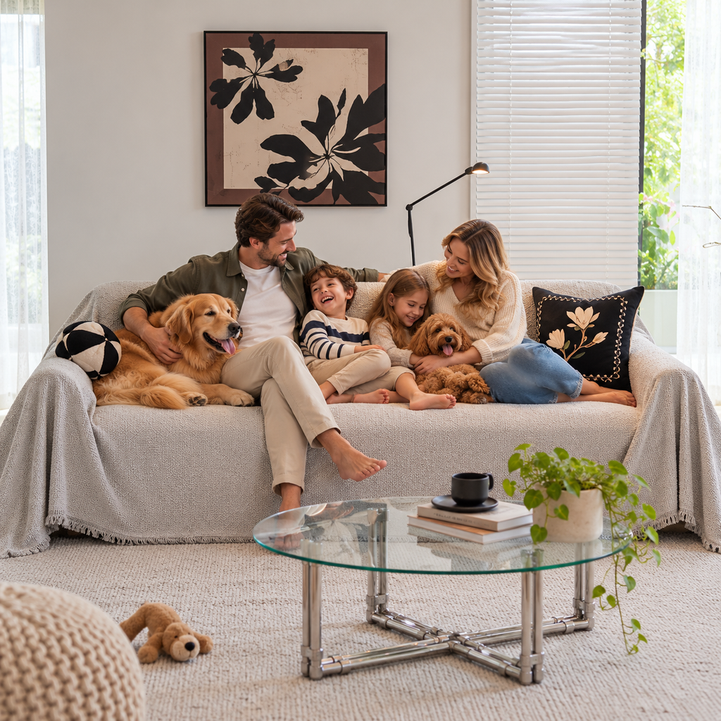 Sofa Decor Milano Ribbed Fringe Sofa Throw Cover
