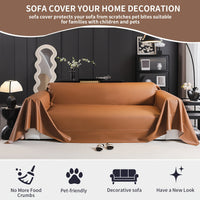 Durable faux leather couch cover with sleek look

