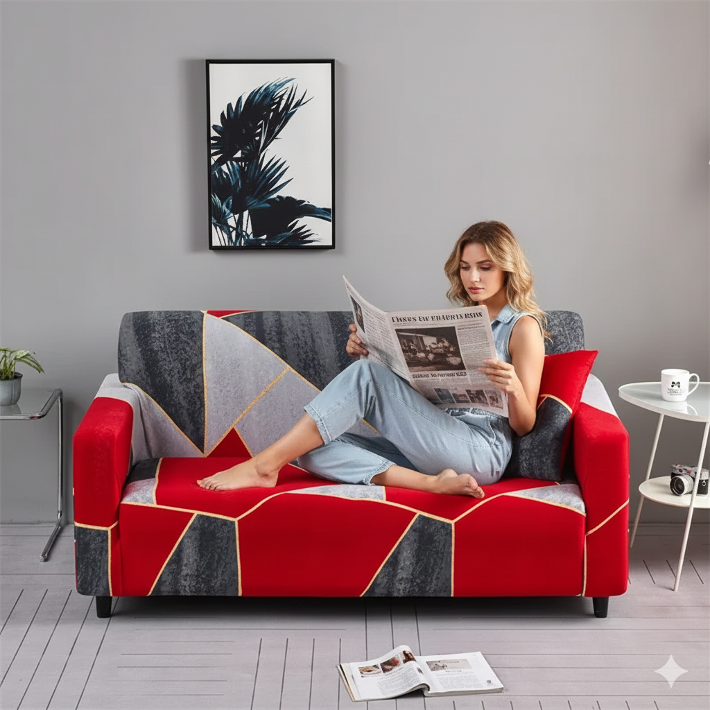 Floral Stretch Sofa Cover – Elastic All-Cover Couch Protector for Living Rooms & Bedrooms