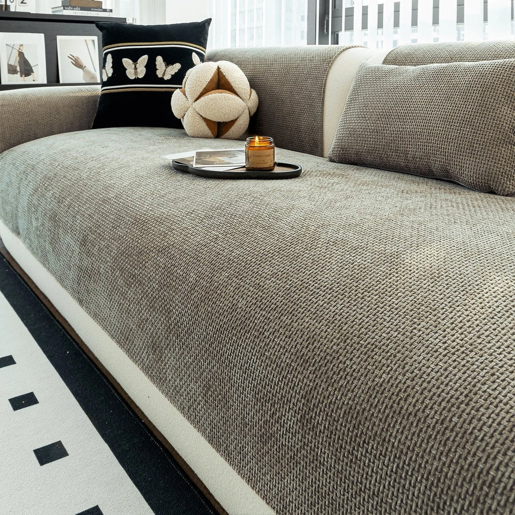 Sofa Decor Oslo Minimal Jacquard Sofa Cover - in white 70x150cm - jacquard - fabric texture and colour detail - for Australian sofas