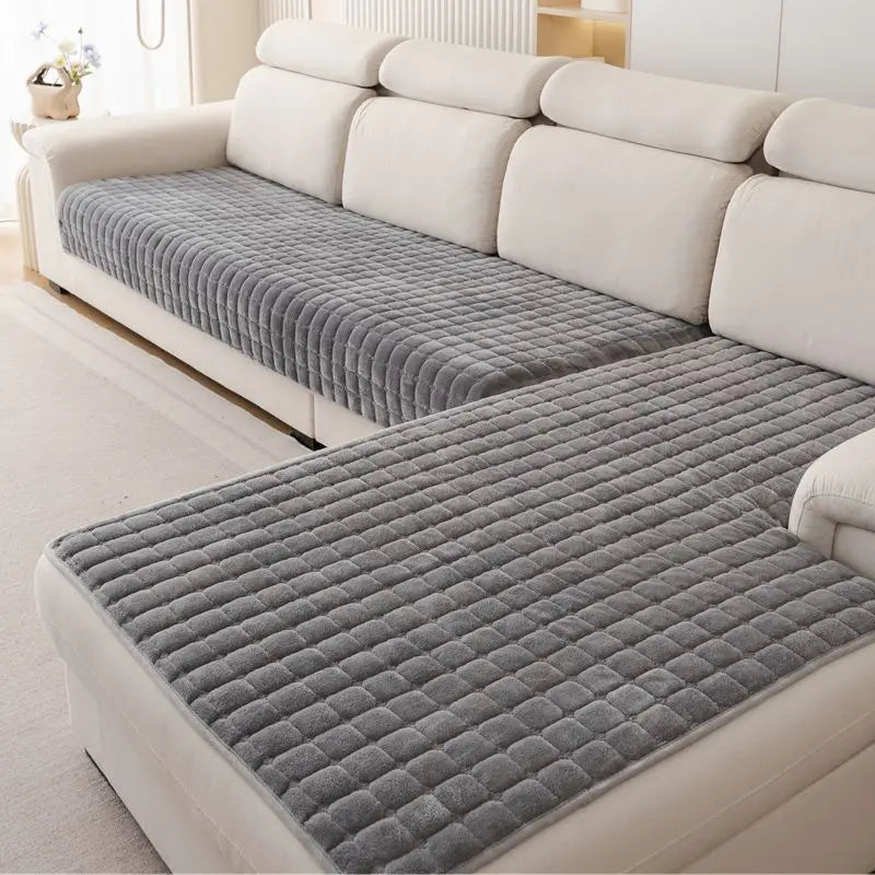 Plush Velvet Sofa Cushion Cover - Non-Slip Seat Protector - Red / 90x240cm 1pcs for Australian sofa styling