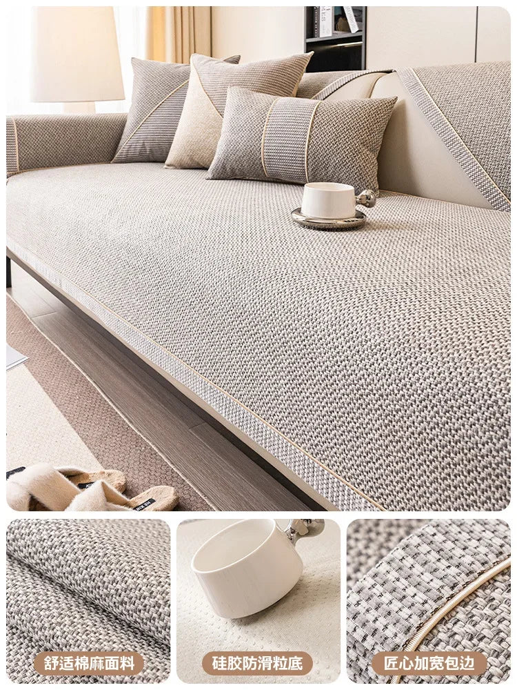 Cotton & Linen Look Sofa Cushion Cover – Waterproof Non-Slip Backrest & Seat Protector - G / 30x50cm pillowcase for Australian sofa styling