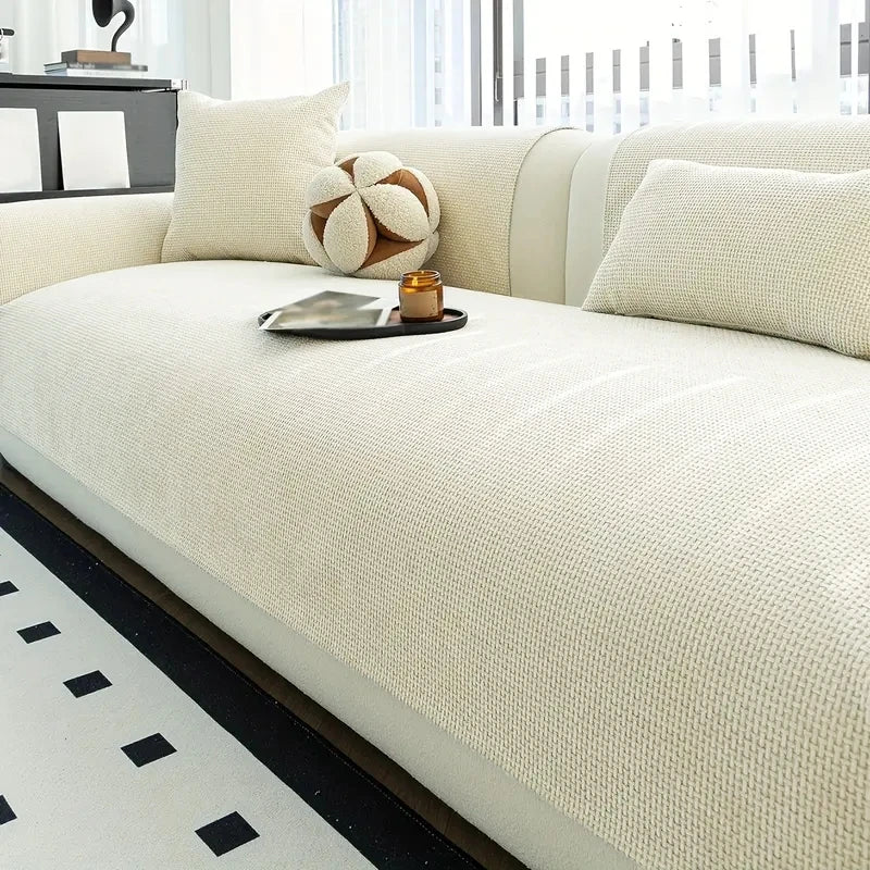 Sofa Decor Oslo Minimal Jacquard Sofa Cover - in white 90x180cm - jacquard - size and use detail - for Australian sofas
