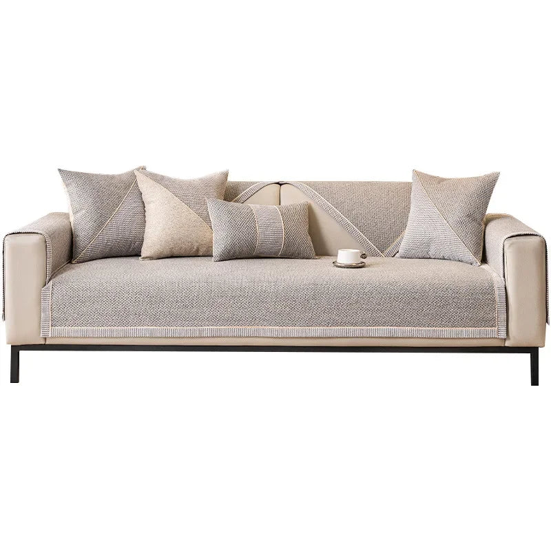 Cotton & Linen Look Sofa Cushion Cover – Waterproof Non-Slip Backrest & Seat Protector - G / 70x70cm for Australian sofa styling