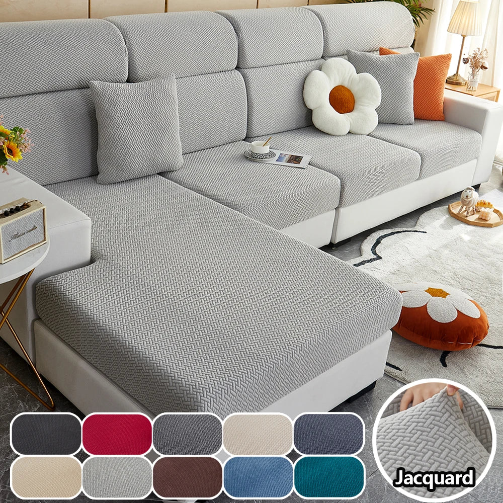 Jacquard Twill Sofa Slipcover – Elastic Half-Cover Couch Protector for Living Rooms - Color 10 / 1pc plus L for Australian sofa styling