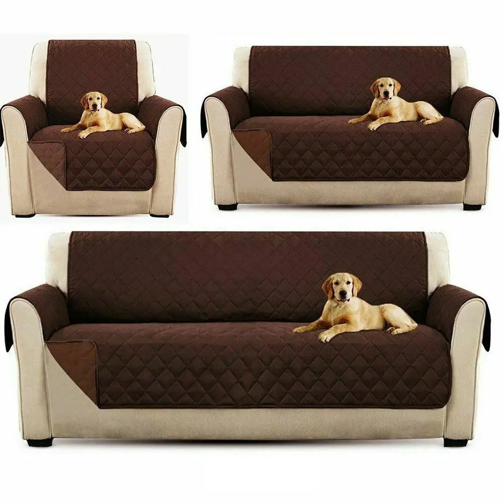 Waterproof Quilted Sofa Cover – Anti-Wear Pet & Kids Couch Protector for Recliners - brown / 3seat for Australian sofa styling
