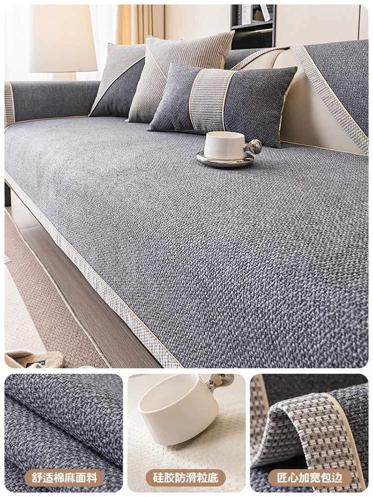 Sofa Decor Haven Linen Look Sofa Cushion Cover - in tan 70x120cm - water resistant - size and use detail - for Australian sofas