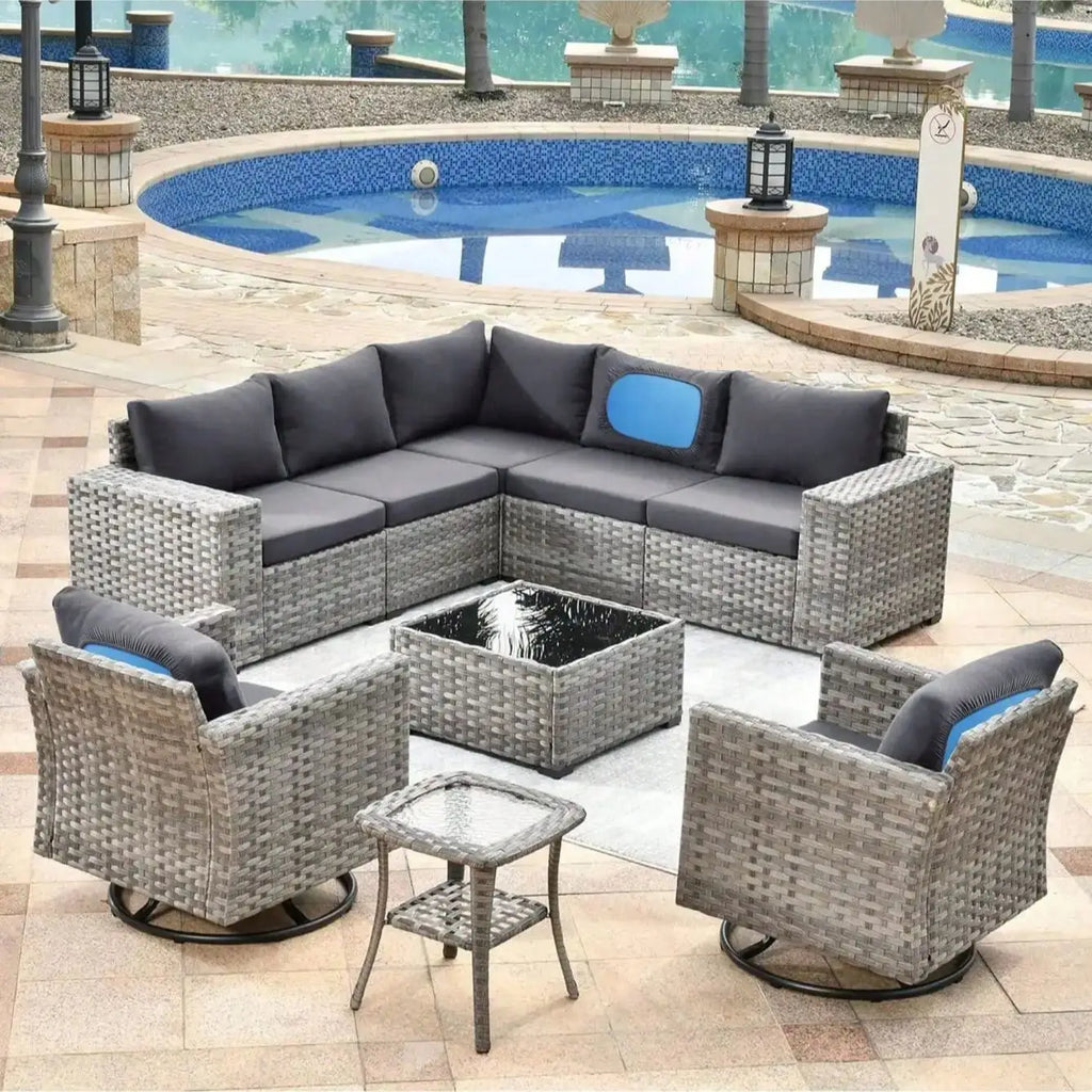 Tropical Print Sofa Cushion Covers – Colourful Seat Protectors for Indoor & Outdoor Living - dark grey / L-SHAPED for Australian sofa styling