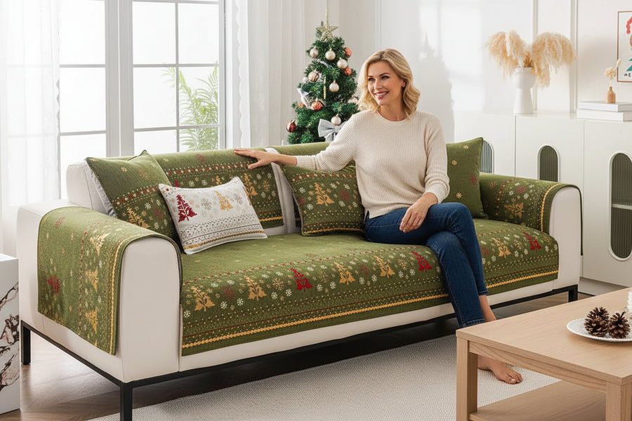 Sofa Decor Noel Festive Chenille Cushion Cover - in white 90X160cm - chenille - featured product image - for Australian sofas