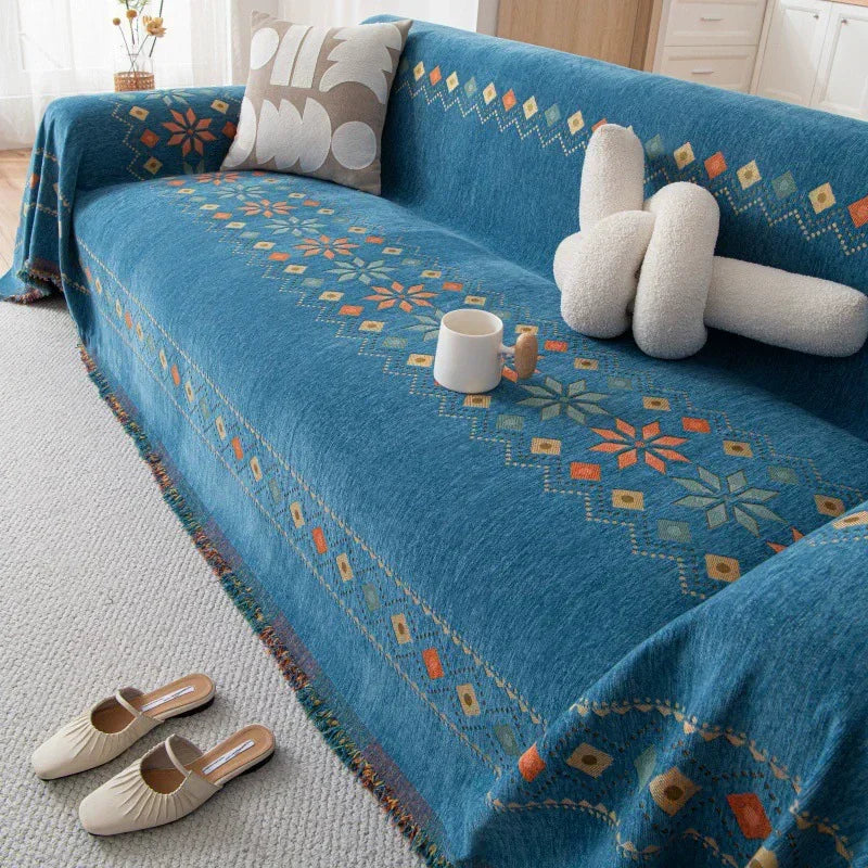 Sofa Decor Capri Water Resistant Chenille Sofa Cover - in tan 180X130cm - chenille boho water resistant - size and use detail - for Australian sofas