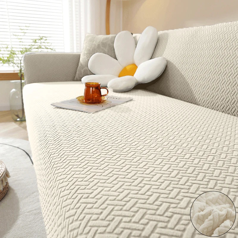 Sofa Decor Verona Geometric Stretch Sofa Cover - in cream 4 seater - jacquard - product image 19 - for Australian sofas