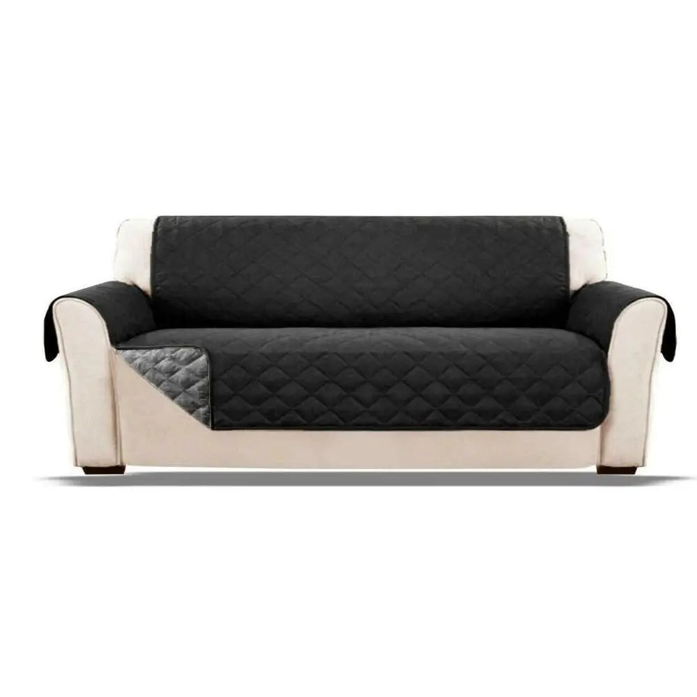 Waterproof Quilted Sofa Cover – Anti-Wear Pet & Kids Couch Protector for Recliners - black / 2seat for Australian sofa styling