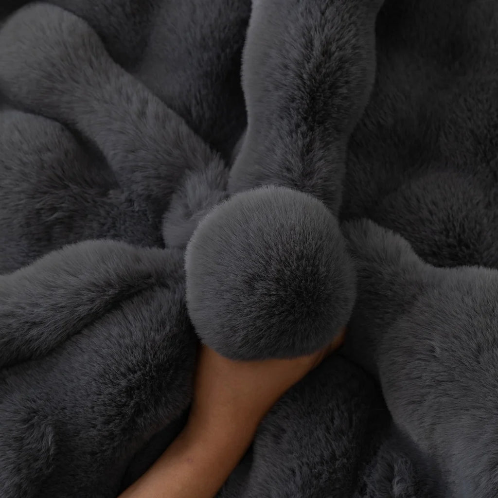 Imitation Rabbit Fur Sofa Cushion Cover - Plush Non-Slip Seat Pad - Cream / 90x180cm for Australian sofa styling