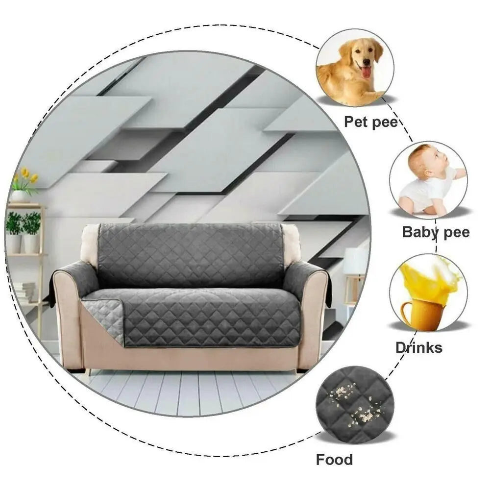 Waterproof Quilted Sofa Cover – Anti-Wear Pet & Kids Couch Protector for Recliners - grey / 3seat for Australian sofa styling