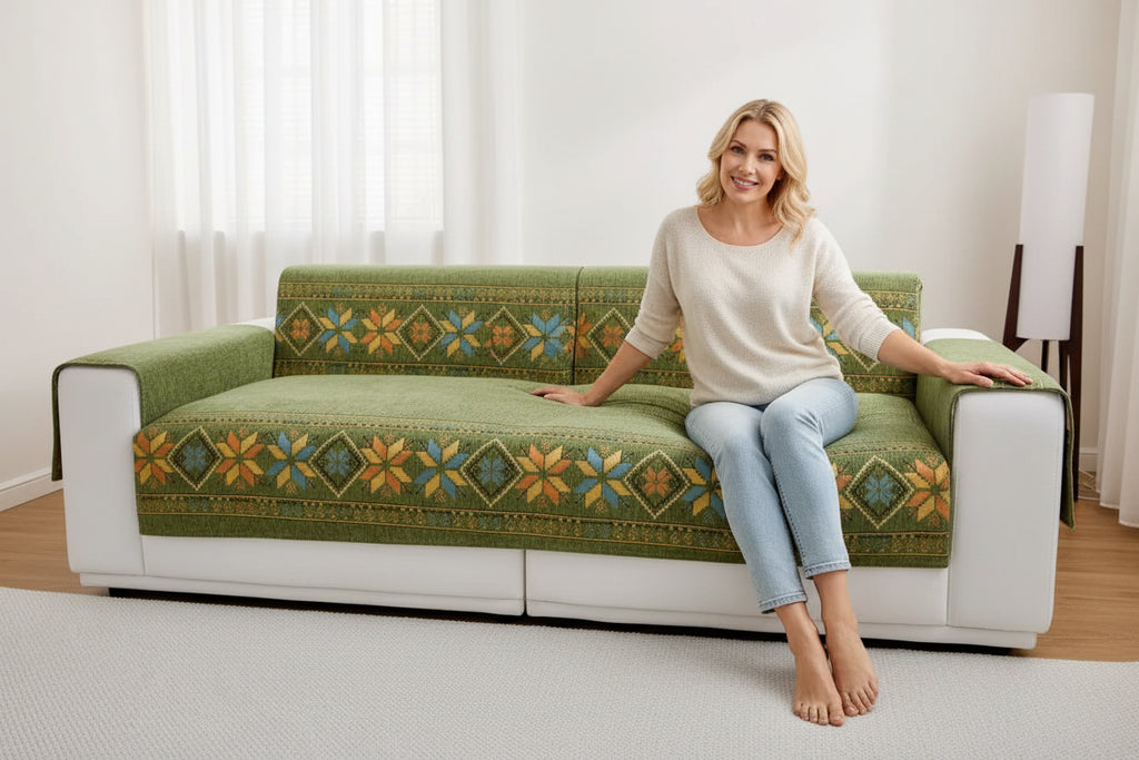 Sofa Decor Sorrento Jacquard Chenille Sofa Cover - in beige 90x120cm - chenille boho jacquard - featured product image - for Australian sofas