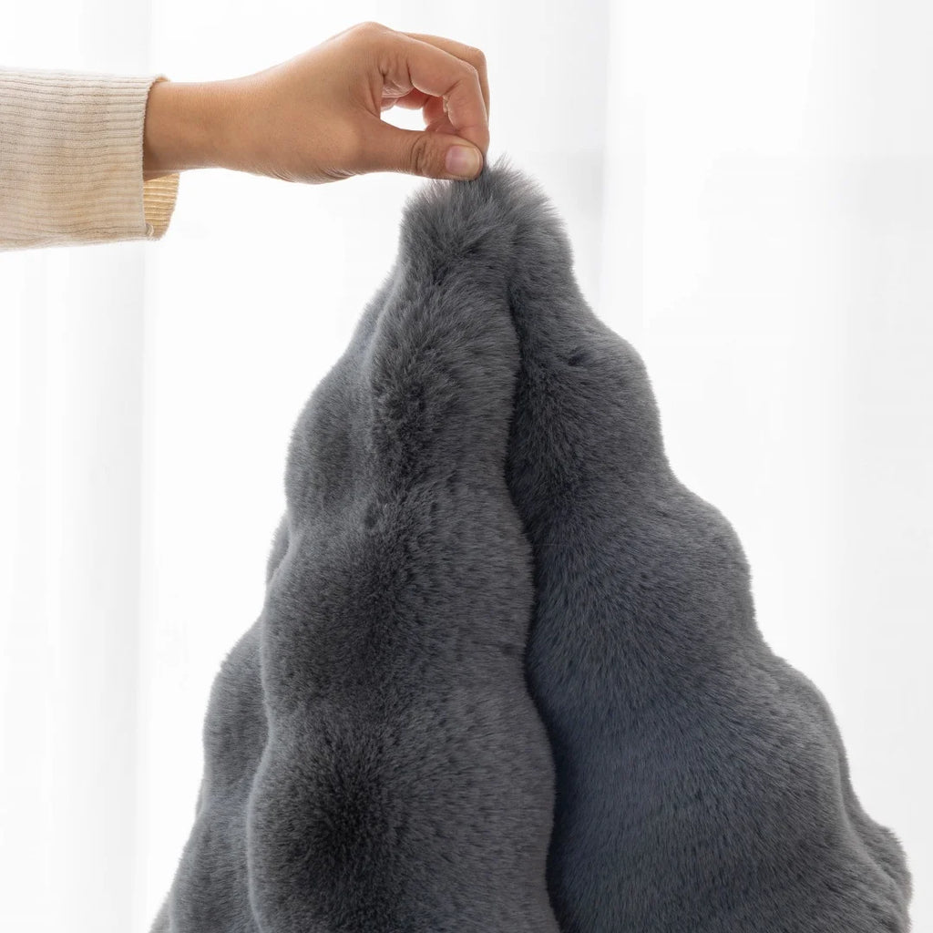 Imitation Rabbit Fur Sofa Cushion Cover - Plush Non-Slip Seat Pad - Cream / 90x120cm for Australian sofa styling