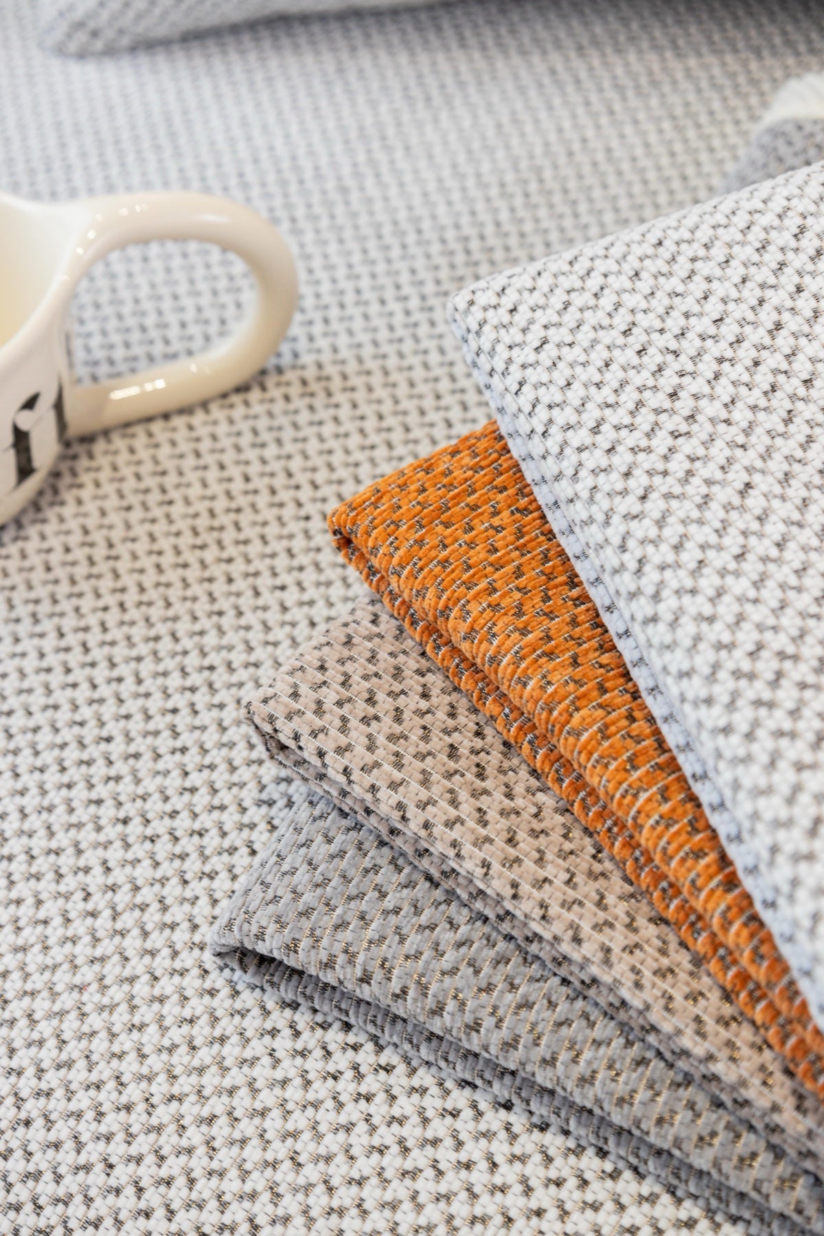 Sofa Decor Alessia Woven Chenille Sofa Seat Cover in Ivory Grey - detail image for chenille sofa cover pieces in Australia