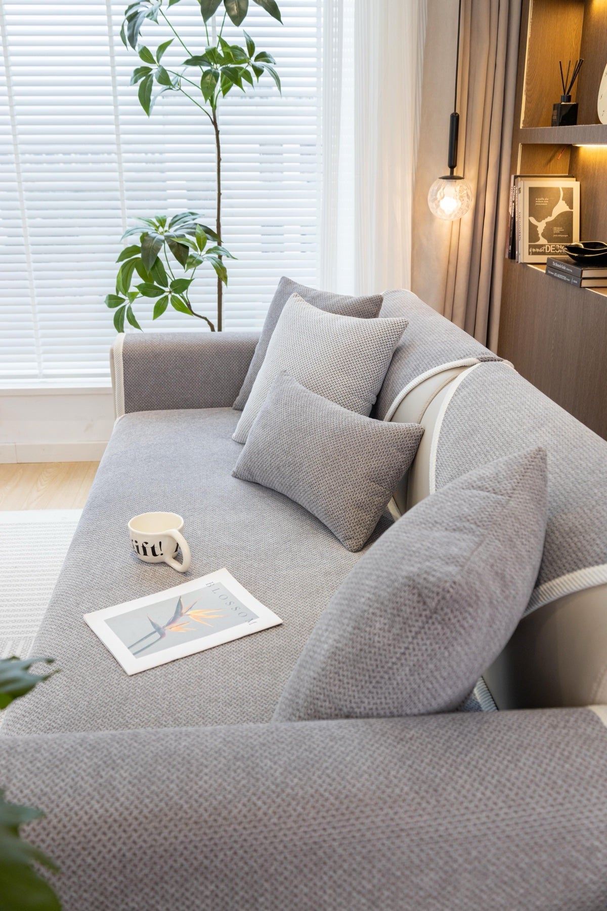 Sofa Decor Alessia Woven Chenille Sofa Seat Cover in Silver Grey - detail image for chenille sofa cover pieces in Australia