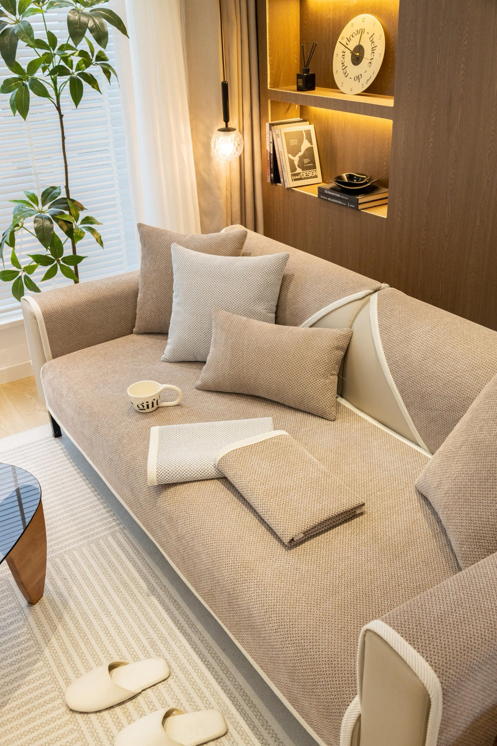 Sofa Decor Alessia Woven Chenille Sofa Seat Cover - in beige 90x90cm - chenille pet friendly - product image 36 - for Australian sofas