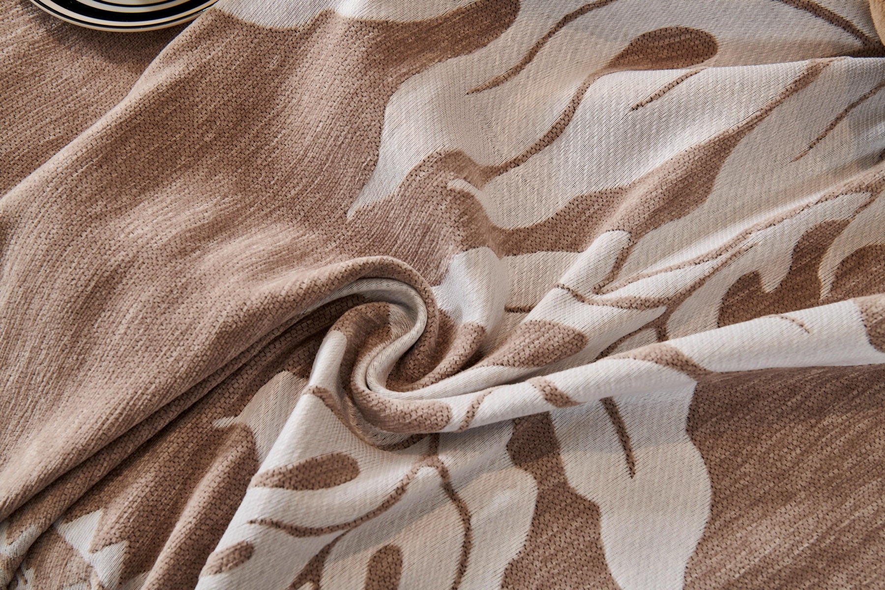 Sofa Decor Amalfi Palm Jacquard Sofa Throw Cover in Mocha Palm - palm jacquard sofa throw cover fabric and edge detail in Australia, image 15