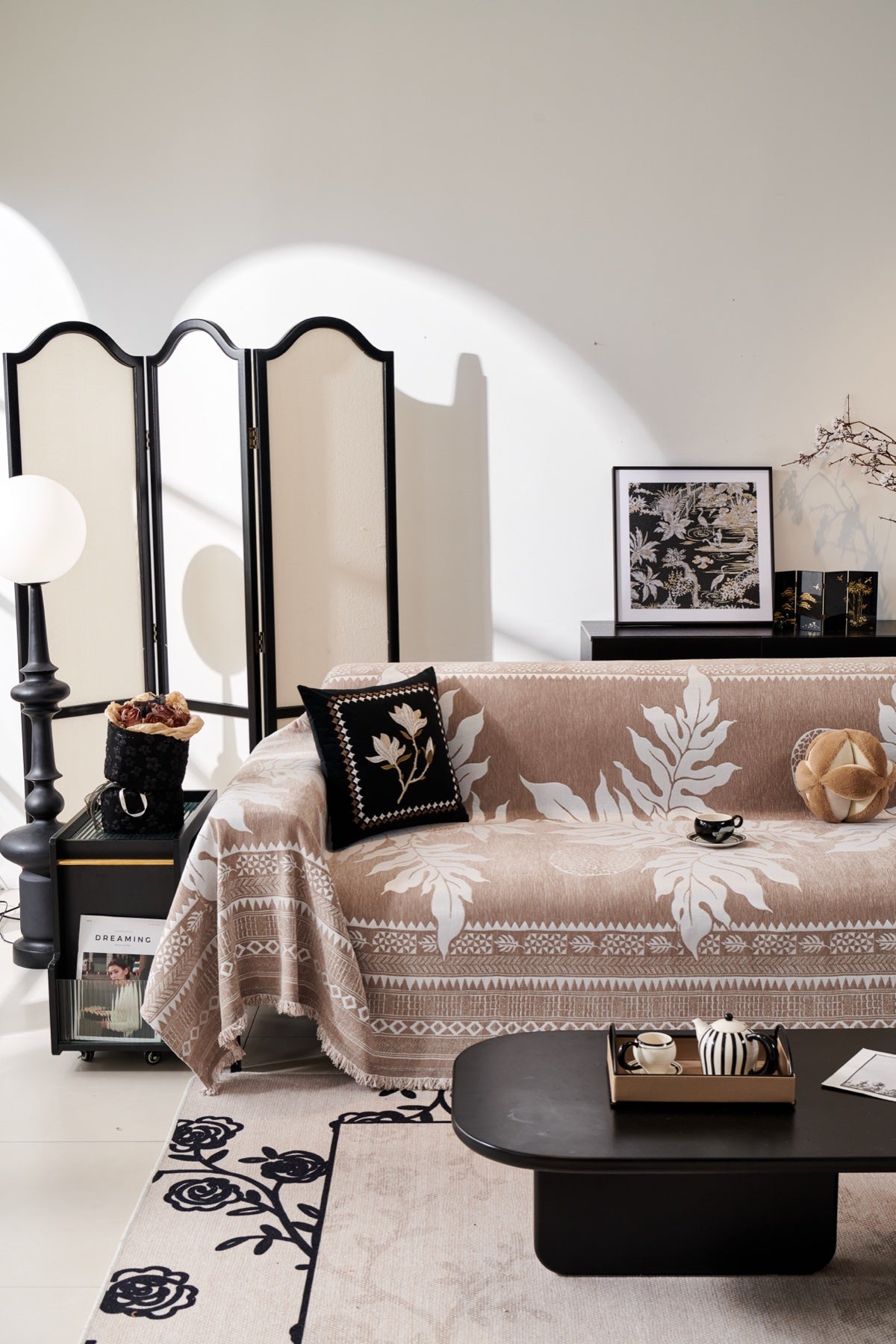 Sofa Decor Amalfi Palm Jacquard Sofa Throw Cover in Mocha Palm - palm jacquard sofa throw cover full sofa styling in Australia, image 21