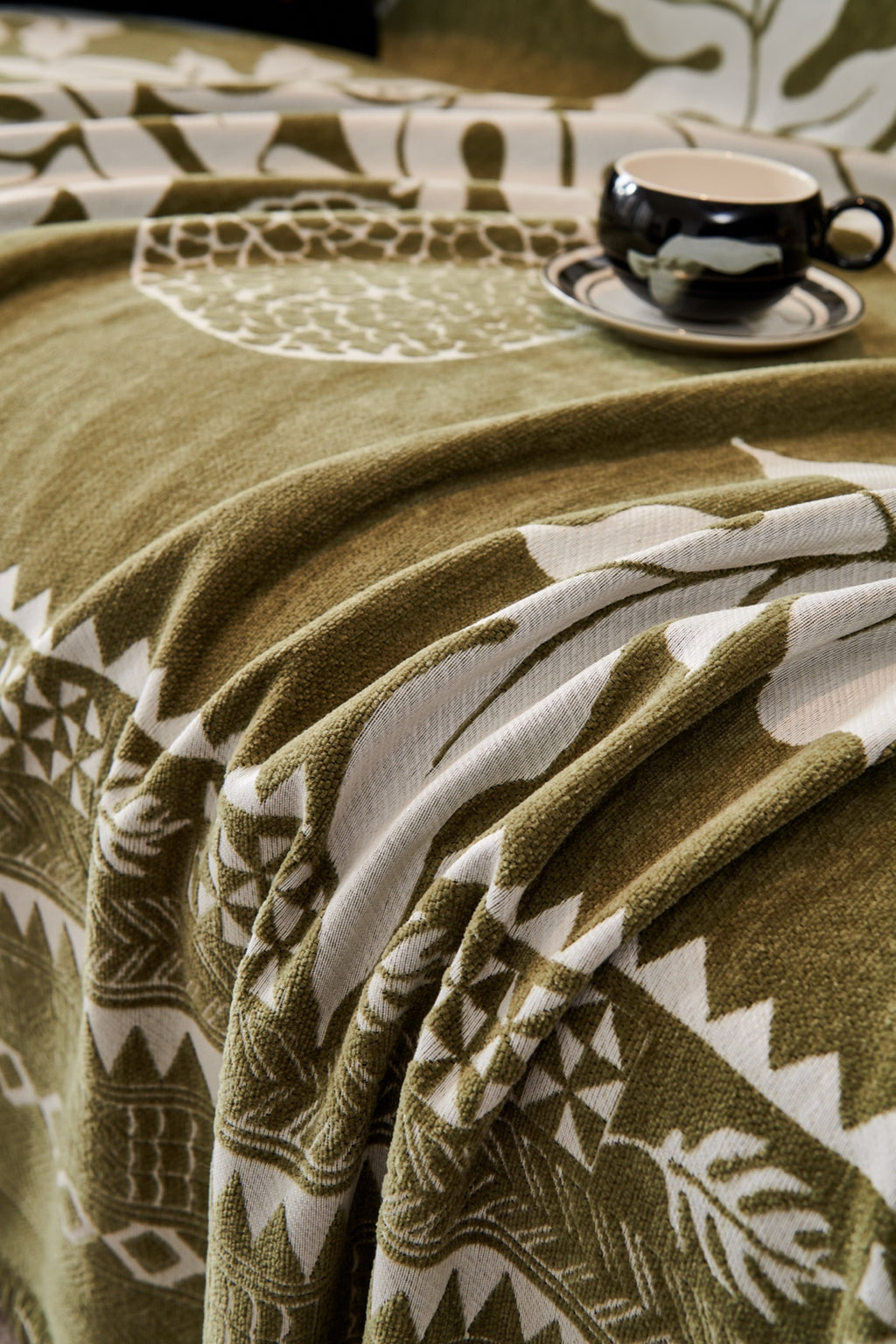 Sofa Decor Amalfi Palm Jacquard Sofa Throw Cover in Olive Palm - palm jacquard sofa throw cover styled couch cover in Australia, image 50