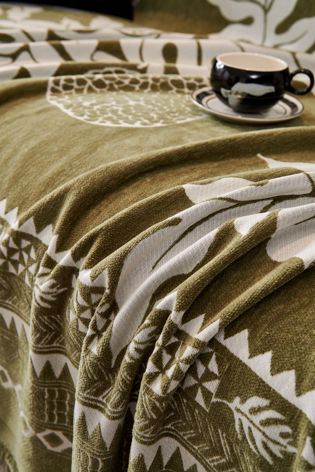 Sofa Decor Amalfi Palm Jacquard Sofa Throw Cover in Olive Palm - palm jacquard sofa throw cover styled couch cover in Australia, image 50