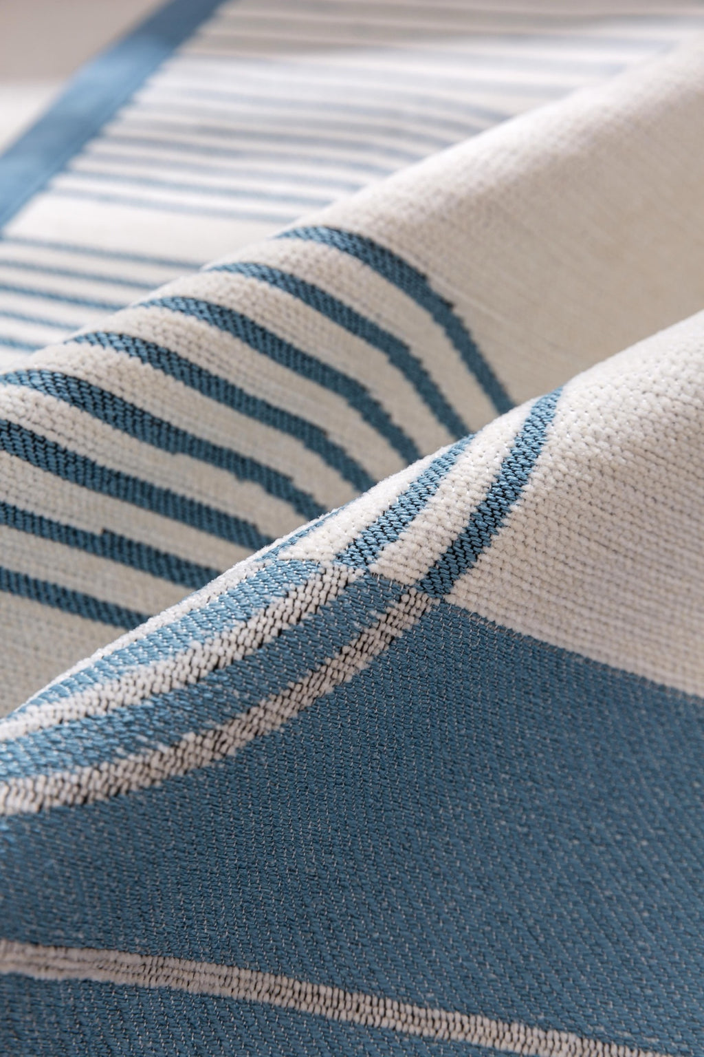 Sofa Decor Arcadia Arch Line Sofa Cover in Blue Cream - fabric texture detail image for water resistant patterned couch covers in Australia