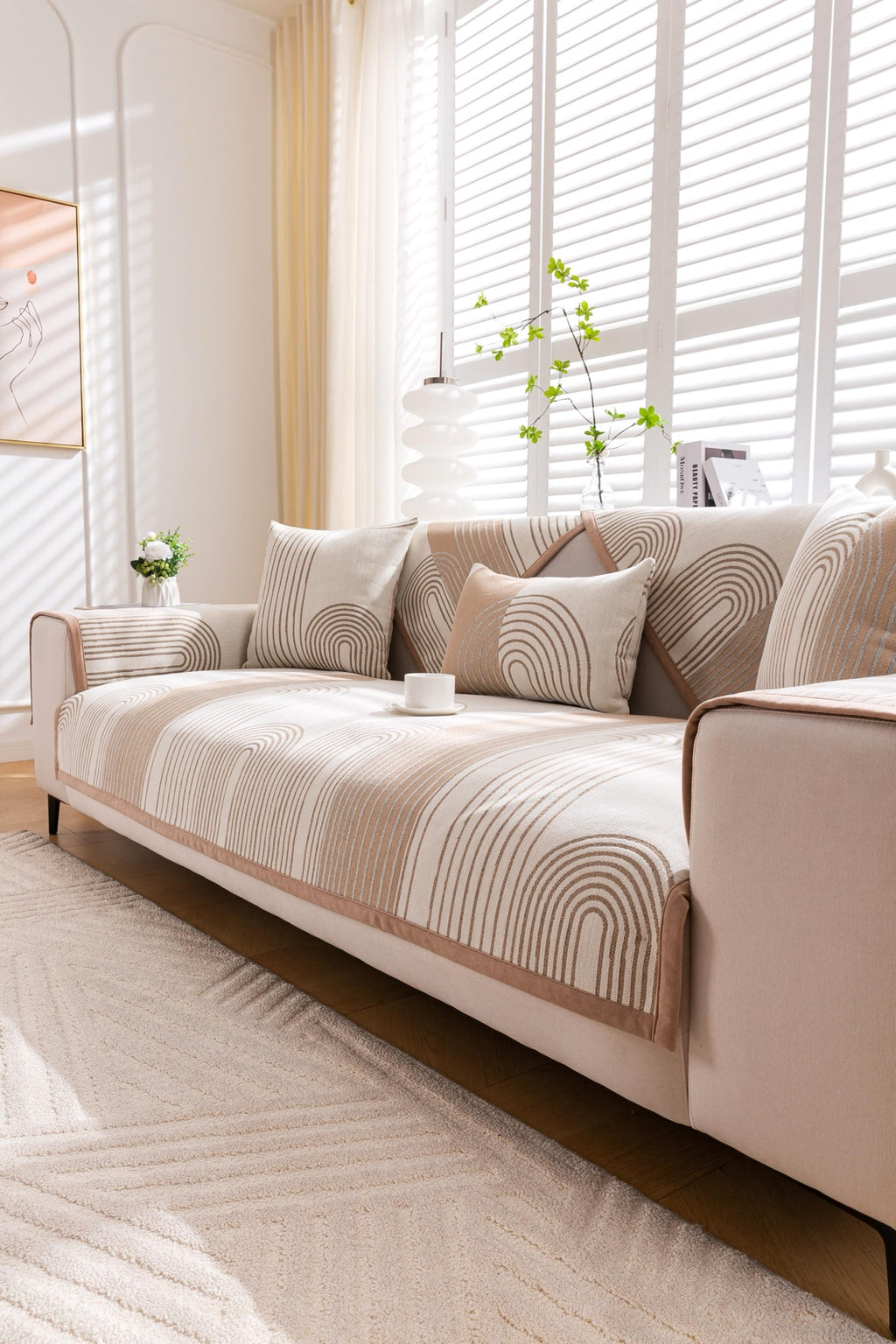 Sofa Decor Arcadia Arch Line Sofa Seat Cover - in cream 90x90cm - pet friendly water resistant - product image 11 - for Australian sofas