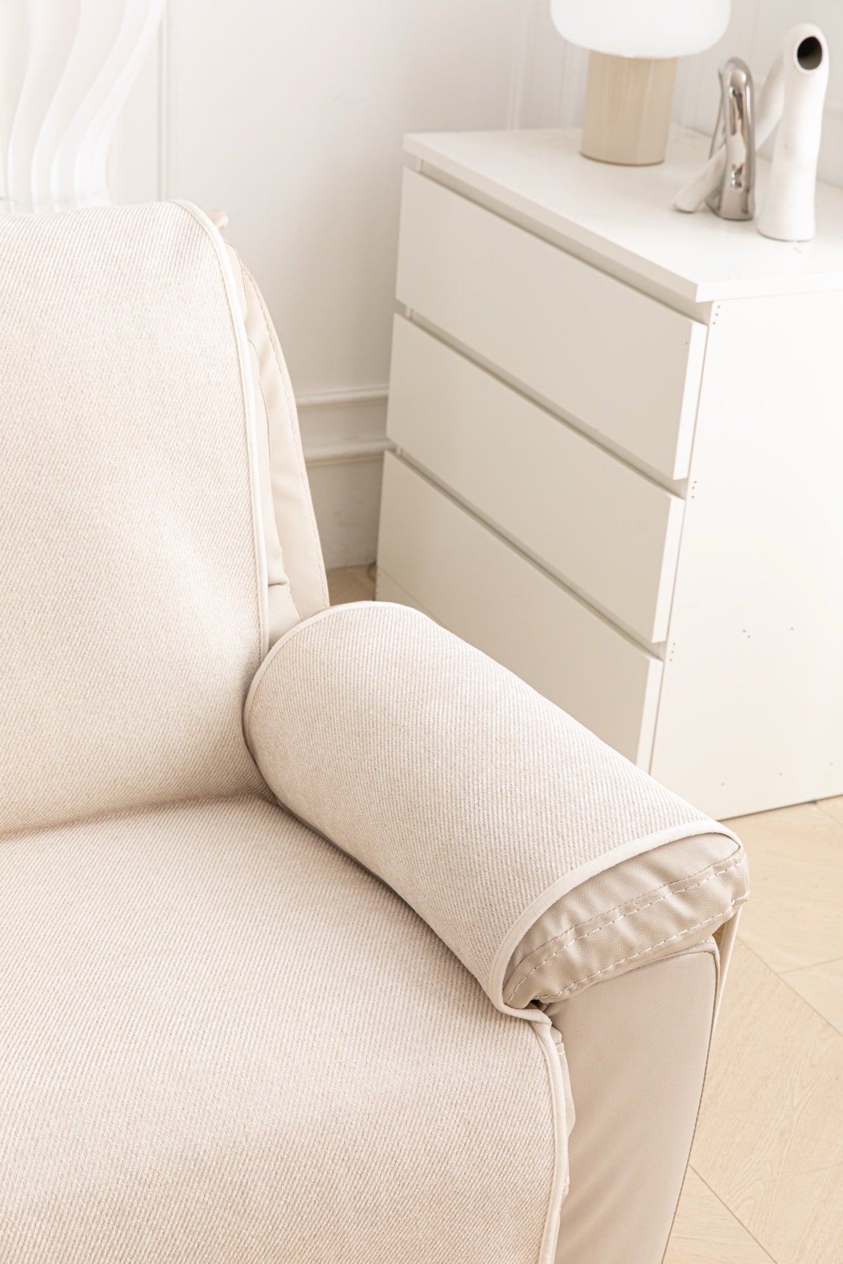 Sofa Decor Aria Textured Armchair Sofa Cover Pieces in Cream White - non slip backing and edge finish for armchair sofa cover pieces in Australia, image 42
