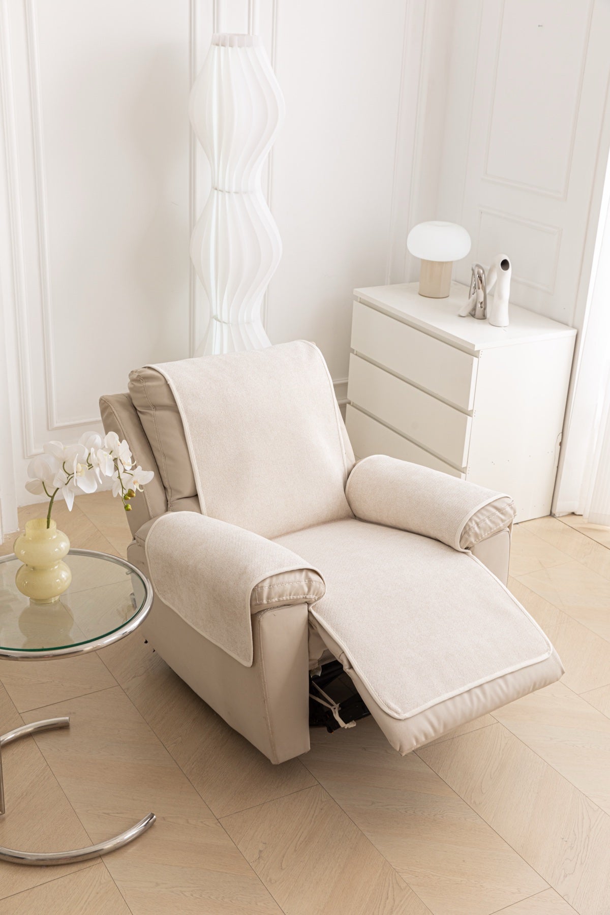Sofa Decor Aria Textured Armchair Sofa Cover Pieces in Cream White - chair cover piece detail for armchair sofa cover pieces in Australia, image 40