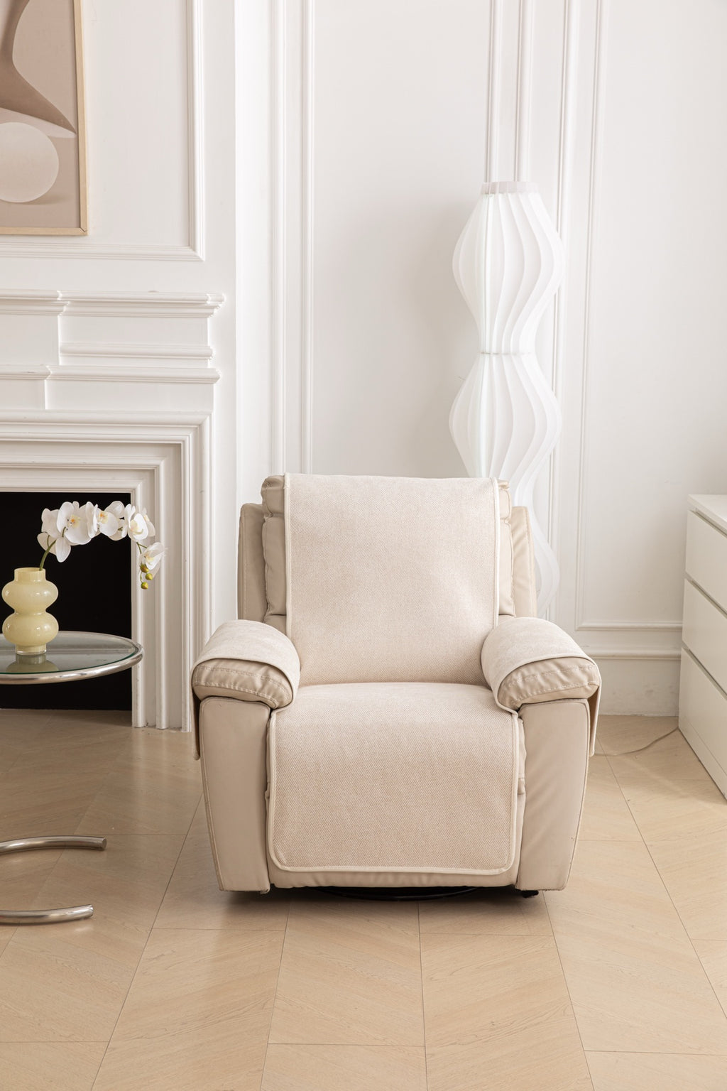 Sofa Decor Aria Textured Armchair Sofa Cover Pieces in Cream White - armchair seat back and side-rest fit view for armchair sofa cover pieces in Australia, image 39