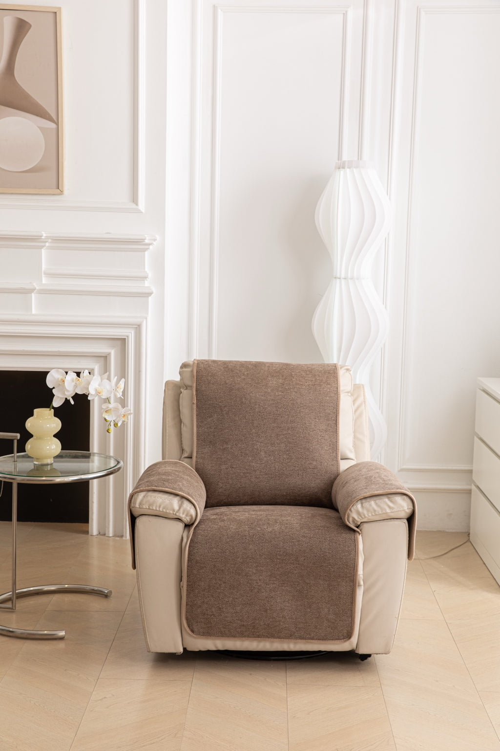 Sofa Decor Aria Textured Armchair Sofa Cover Pieces in Mocha Brown - non slip backing and edge finish for armchair sofa cover pieces in Australia, image 24