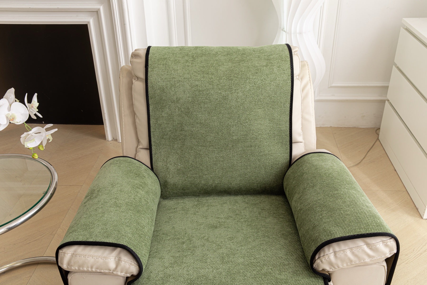 Sofa Decor Aria Textured Armchair Sofa Cover Pieces in Sage Green - chair cover piece detail for armchair sofa cover pieces in Australia, image 3