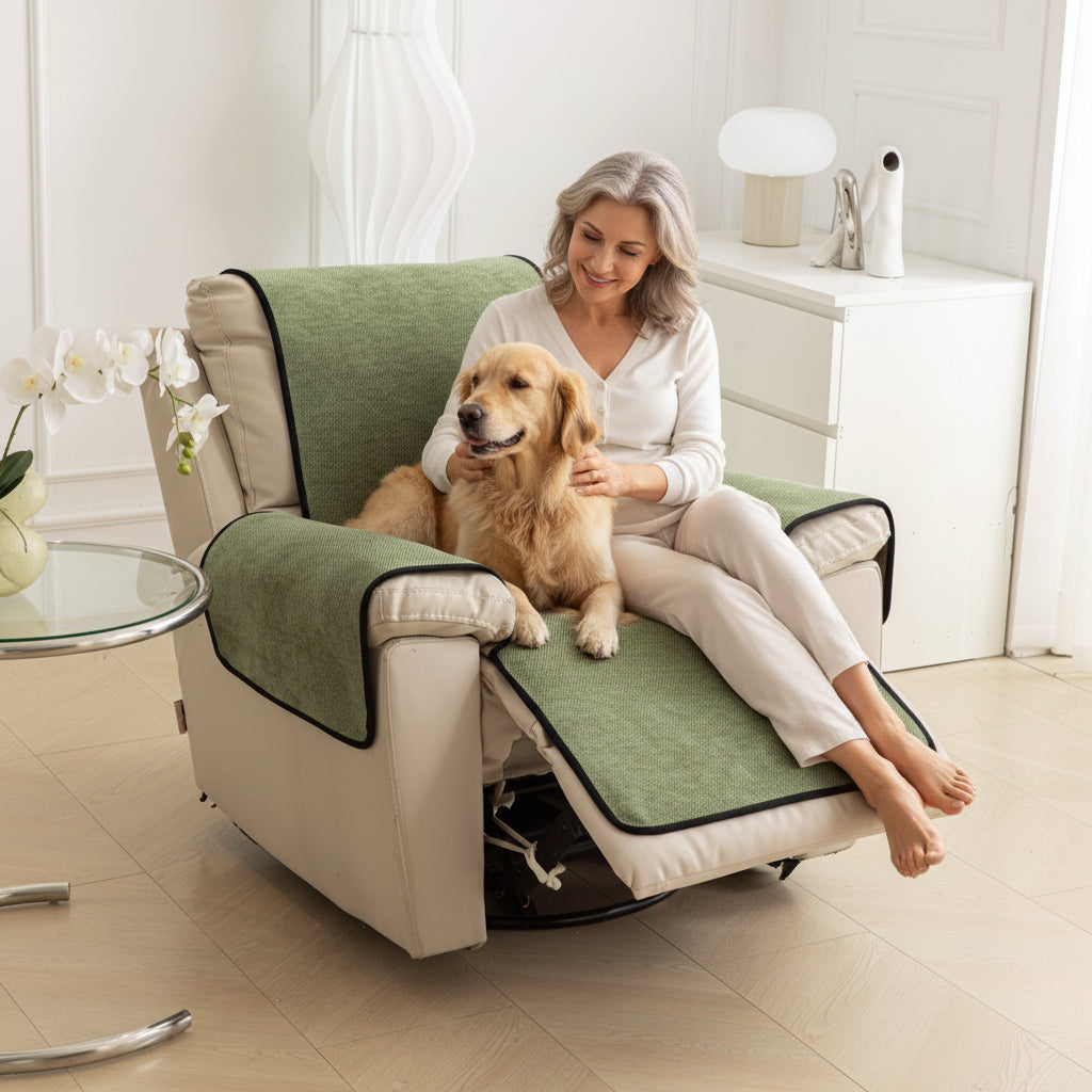 Aria textured armchair cover pieces in sage green