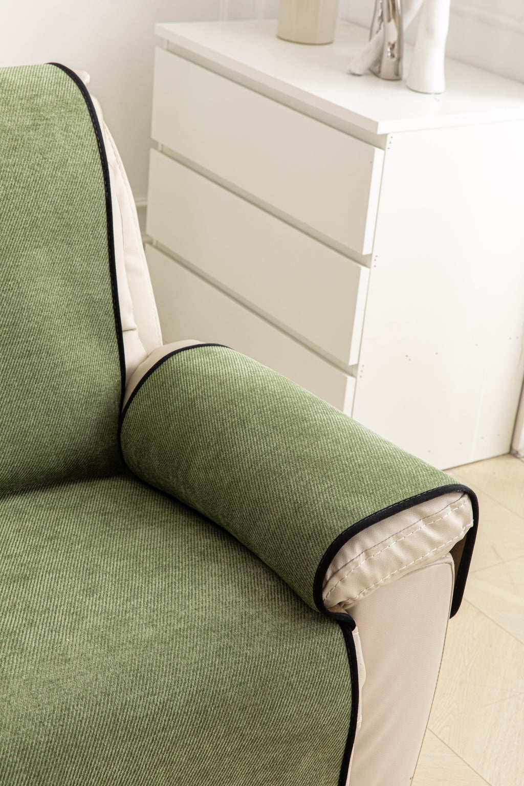 Sofa Decor Aria Textured Armchair Sofa Cover Pieces in Sage Green - styled armchair sofa cover piece for armchair sofa cover pieces in Australia, image 4
